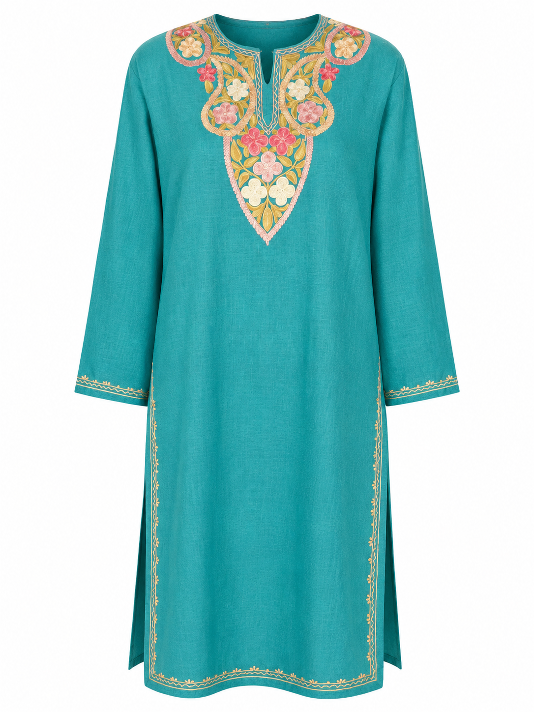 Kashmir Aari cotton Co-Ord Set | Dark Teal